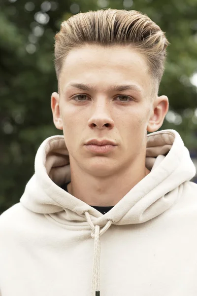 Head And Shoulders Portrait Of Serious Teenage Boy — Stock Photo, Image