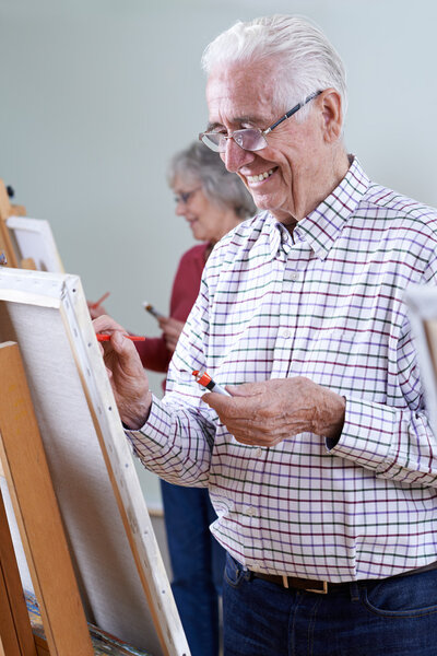 Seniors Attending Painting Class Together