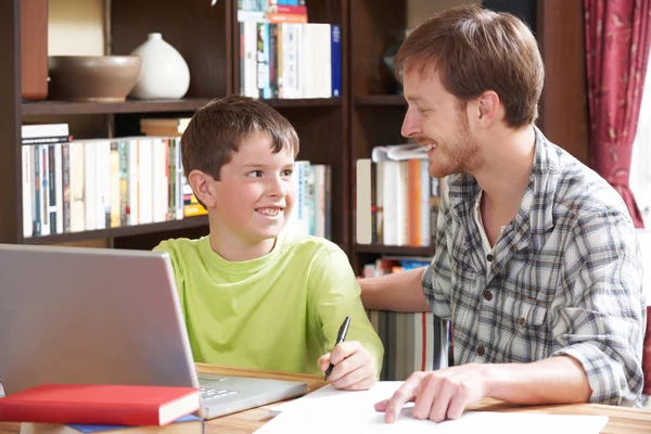 Boy Studying With Home Tutor — Stock Photo, Image