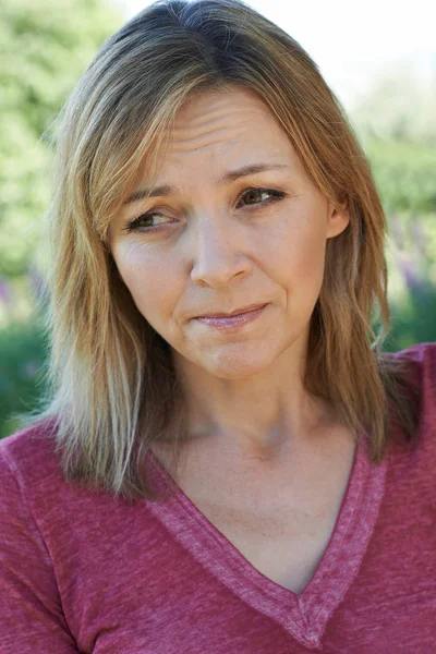 Head And Shoulders Portrait Of Concerned Mature Woman — Stock Photo, Image