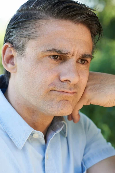 Head And Shoulders Portrait Of Concerned Mature Man — Stock Photo, Image