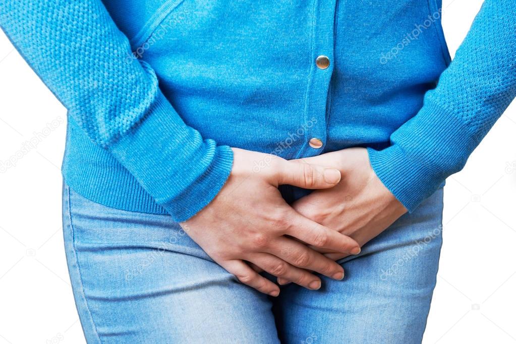 Closer Up Of Woman Suffering From Bladder Problem