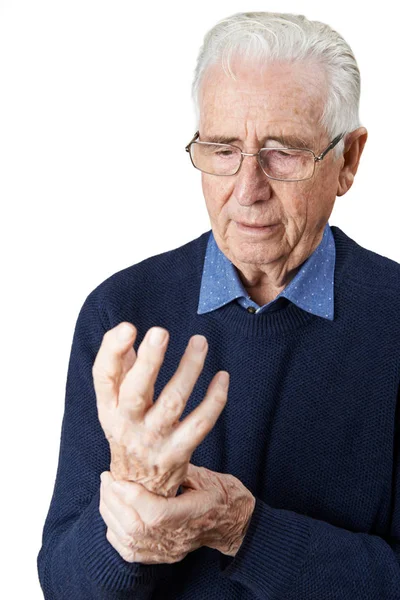 Homem sênior sofrendo com artrite — Fotografia de Stock
