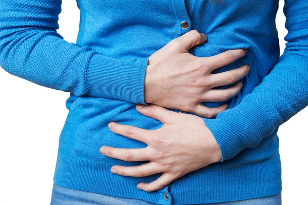 Close Up Of Woman Suffering With Stomach Pain — Stock Photo, Image