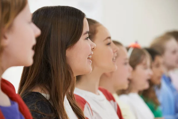 Ryhmä Koululaisia Laulamassa Kuorossa Yhdessä kuvapankin valokuva