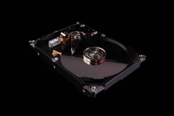 Hard Drive Foto Atau Hdd Pada Latar Belakang Hitam — Stok Foto