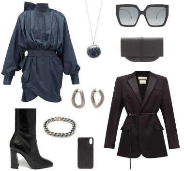 Kadın kıyafetleri, ayakkabıları ve aksesuarları eşsiz kolajı