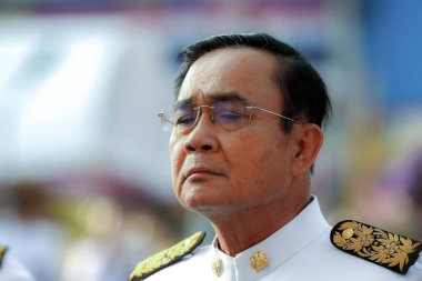 Bangkok, Tayland - 12.2019 PMGeneral Prayut Chan-o-cha, Tayland Başbakanı Çin Mahallesi yolunda stresli bir yüzle