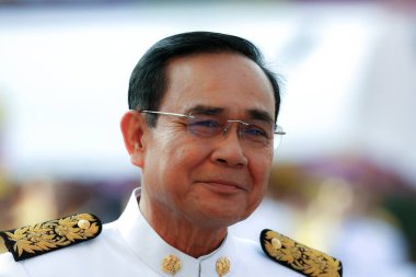 Bangkok, Tayland - 12.2019 Başbakan Prayut Chan-o-cha, Tayland Başbakanı gülen yüzlü ve Çin Mahallesi yolunda keyfi yerinde