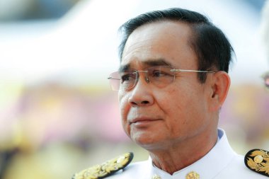 Bangkok, Tayland - 12.2019 PMGeneral Prayut Chan-o-cha, Tayland Başbakanı Çin Mahallesi yolunda stresli bir yüzle