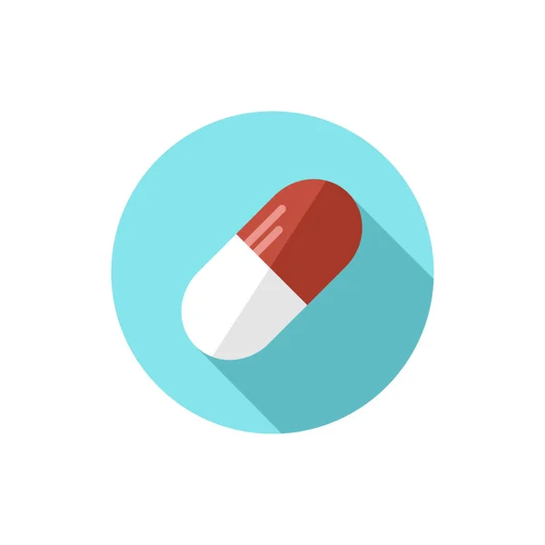 Red and white pill medicine flat design — Stock Vector