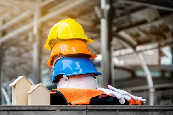 Quality engineers or construction teamwork. Safety concern for engineering or building work site or plant. Wearing helmet and protective equipment can safe workers life in industrial work or plant.
