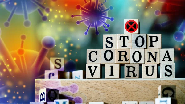 Konsep Coronavirus Mencegah Atau Menghentikan Penyebaran Covid Seluruh Dunia Surat — Stok Foto