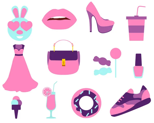 Set stickers Beauty and Fashion — Stock Vector