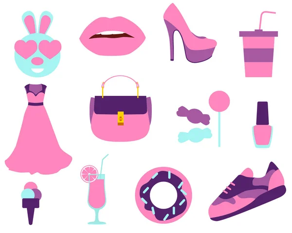 Set de pegatinas Belleza y Moda — Vector de stock