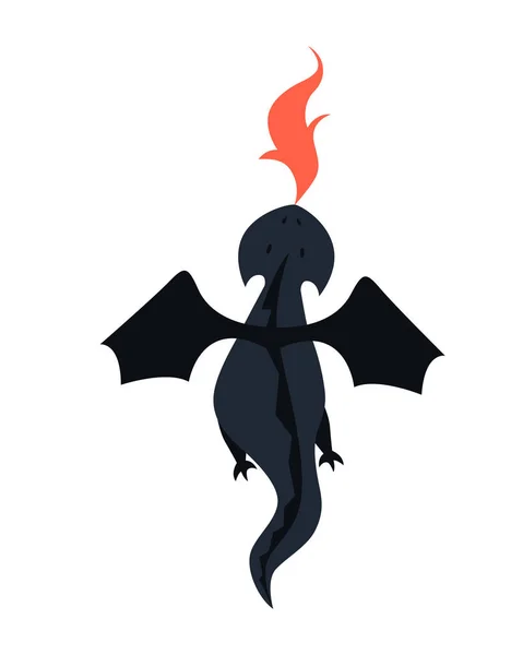 ドラゴンは飛ぶし、火災の呼吸 — ストックベクタ