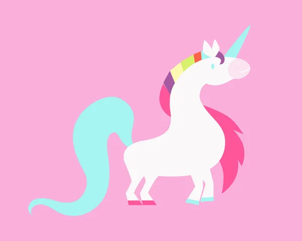 White unicorn on a pink background — Stock Vector