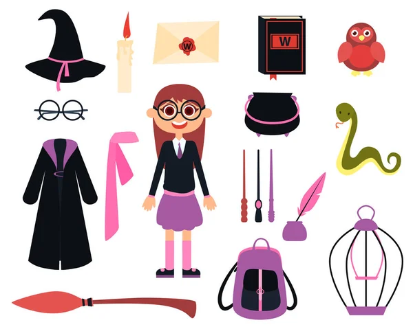 Little girl wizard — Stock Vector