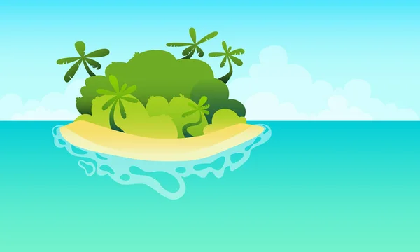 Isla en el océano con la playa — Vector de stock