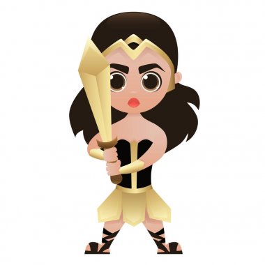 Kadın savaşçı sevimli çizgi film karakteri