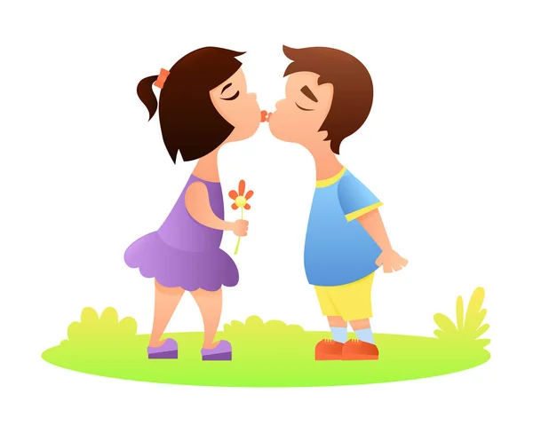 Primo bacio d'amore — Vettoriale Stock