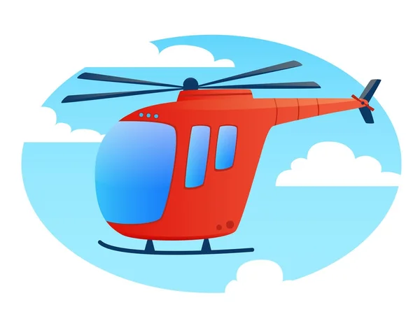 Κόκκινο ελικόπτερο στον ουρανό — Διανυσματικό Αρχείο