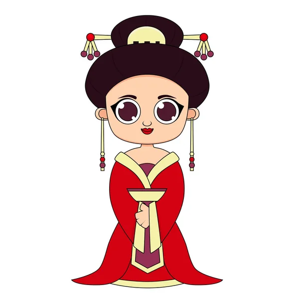 중국 전통 옷을 입고 여자 — 스톡 벡터