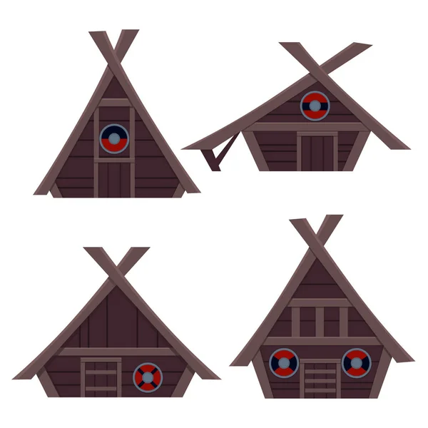 Casa conjunto Viking — Vetor de Stock