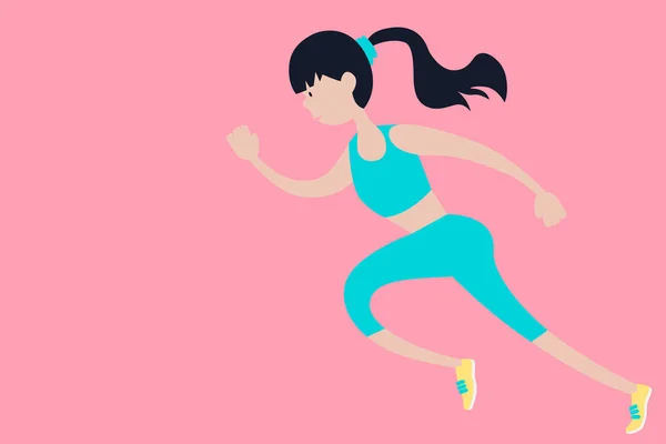 Mujer joven corriendo — Vector de stock