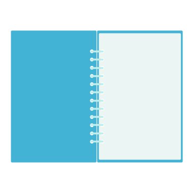 Mavi açık defter, beyaz arkaplanda basit bir simge. Vektör illüstrasyonu