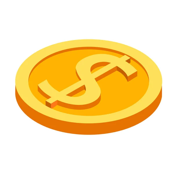 Isometric icon. Gold coin. Vector illustration — Stock Vector