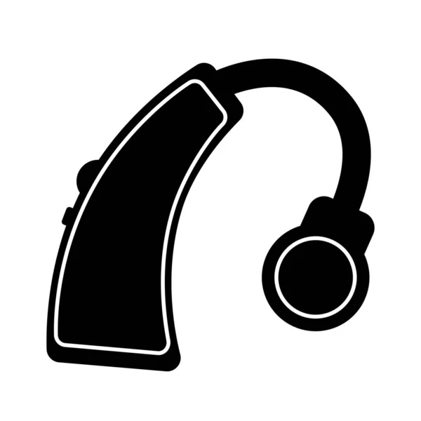 Czarna ikona aparatu słuchowego. Ilustracja wektora — Wektor stockowy