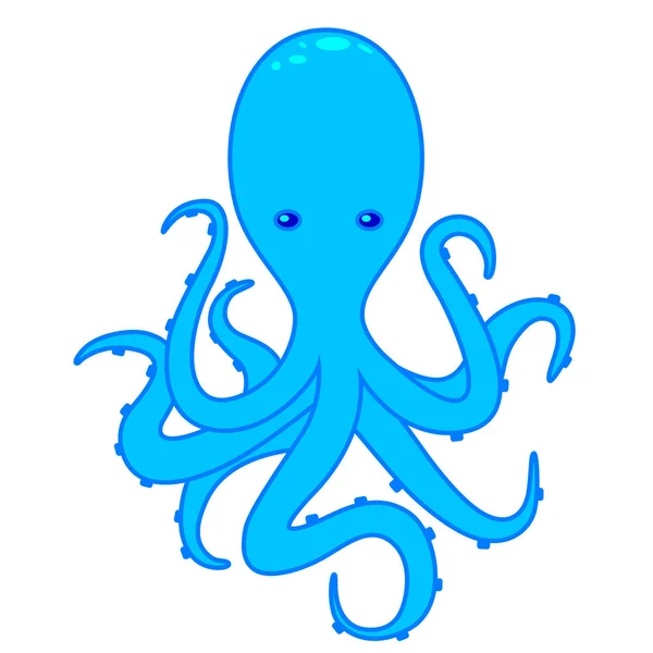 Blauwe Octopus geïsoleerd op witte achtergrond. Vectorillustratie — Stockvector
