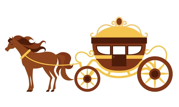 Beautiful vintage transport carriage with a horse. Vector illustration — Stock Vector