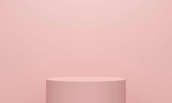Ροζ αφηρημένο φόντο με κυλινδρικό βάθρο. 3d απόδοση — Φωτογραφία Αρχείου
