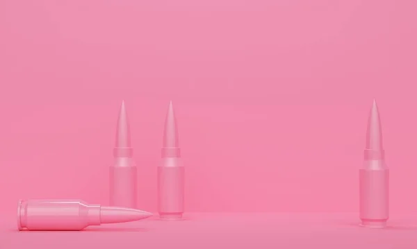 Shiny ammo on a pink background. 3d rendering — 图库照片
