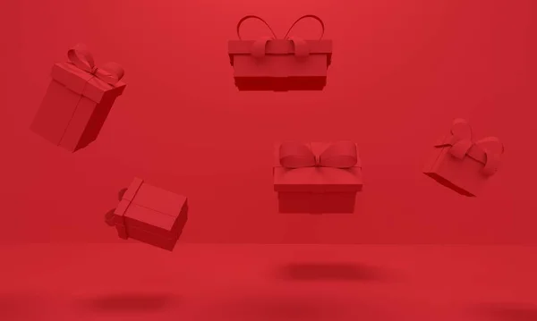 Levitating gifts with a bow. 3d rendering — Stock fotografie