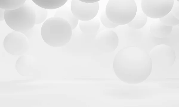 Fondo abstracto blanco con esferas voladoras. renderizado 3d — Foto de Stock