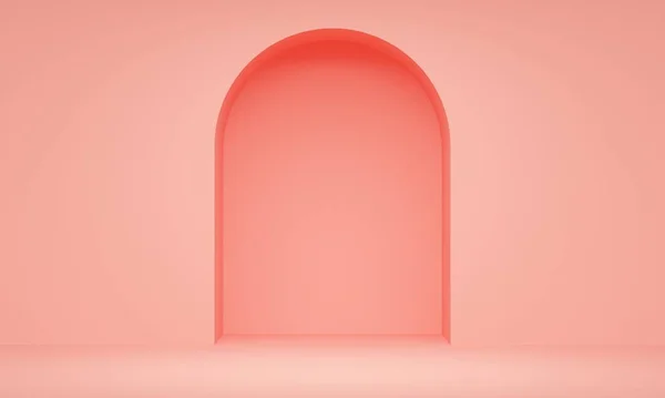 Duvarında oyuk olan mercan odası. Ürün tanıtımı için minimalist fon tasarımı. 3d oluşturma