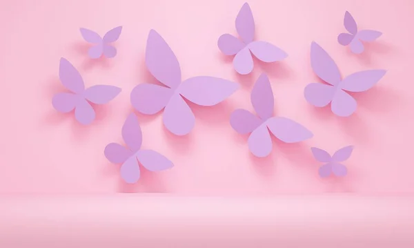 Ροζ Αφηρημένο Φόντο Λιλά Πεταλούδα Χαρτί Σχεδιασμός Backdrop Για Την — Φωτογραφία Αρχείου