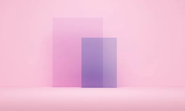 ライラックガラスでピンクの抽象的な背景 製品プロモーションのための背景デザイン 3Dレンダリング — ストック写真