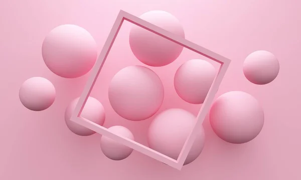 Les Boules Avec Ombre Lumière Haut Volent Sur Fond Rose — Photo