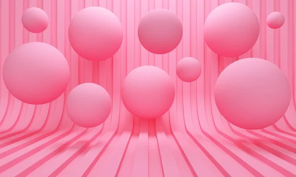 Abstracte Achtergrond Met Volumetrische Roze Lijn Vliegende Ballen Achtergrondontwerp Voor — Stockfoto