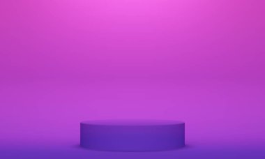 Silindirik bir podyum ile pembe soyut gradyan arka plan. 3d oluşturma