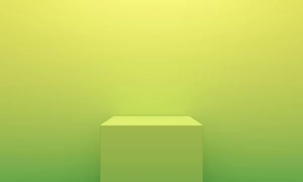 Sárga absztrakt gradiens háttér négyzet alakú dobogóval. 3D-s renderelés — Stock Fotó