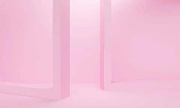 Fundo abstrato com molduras rosa e luz superior. Renderização 3d — Fotografia de Stock