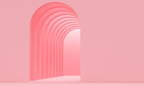 Ροζ καμάρες διάδρομος και τοίχος. 3d απόδοση — Φωτογραφία Αρχείου