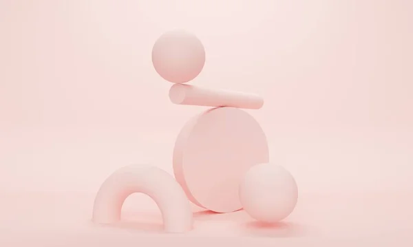 Composição Rosa Claro Abstrato Com Figuras Equilíbrio Projeto Pano Fundo — Fotografia de Stock