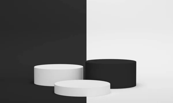 黑色和白色背景的阴部 产品促销的备份设计 3D渲染 — 图库照片
