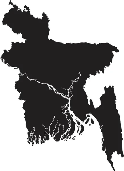 Bangladesh Karta Svart Siluett Land Karta Isolerad Vit Bakgrund Svart — Stock vektor